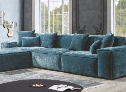Ecksofa Blau Wohnzimmer Elegante Wohnecke Design Möbel Eckgarnitur