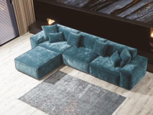 Ecksofa Blau Wohnzimmer Elegante Wohnecke Design Möbel Eckgarnitur