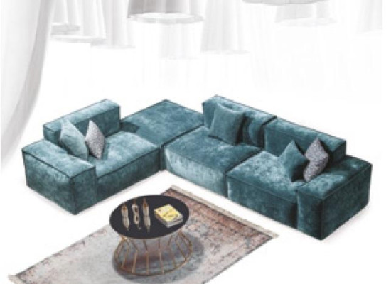 Ecksofa L - Form Blaue Wohnlandschaft Design Couchen Möbel Sofa Couch
