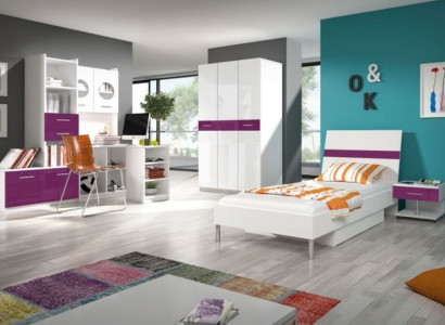 Schrank Schränke Kleiderschrank Hochglanz Kleiderschränke Kinderzimmer Lila Neu