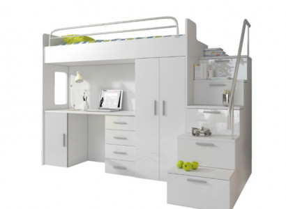 Kinderzimmer Doppelstockbett Weiß Tisch Schrank Multifunktion Etagen Hochbett