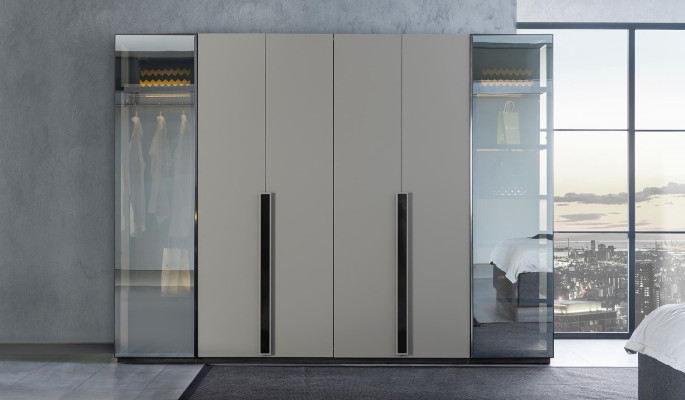 Eleganter Schlafzimmer Kleiderschrank Glasschrank Durchsichtige Fronten Schrank