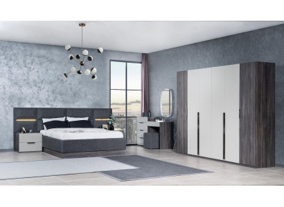 Schlafzimmer Set Möbel Bett 2x Nachttisch Kleiderschrank Möbel Komplett Set 5tlg