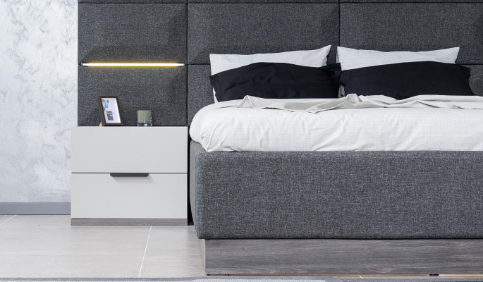 Komplett Schlafzimmer Möbel Set Bett 2x Nachttisch Schminktisch Spiegel 5tlg Neu