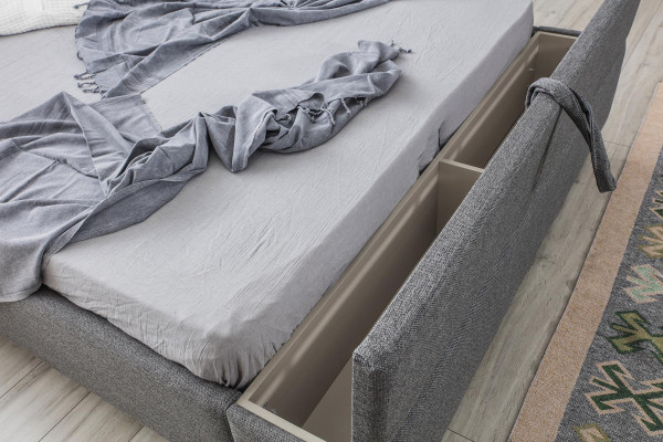 Bett Design Doppelbett Betten Polster Schlafzimmer Möbel Hotel Bettrahmen Grau