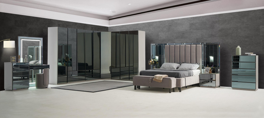 Spiegel Front Kommode Schränke Grauer Hochschrank Spiegel Sideboard Luxus design