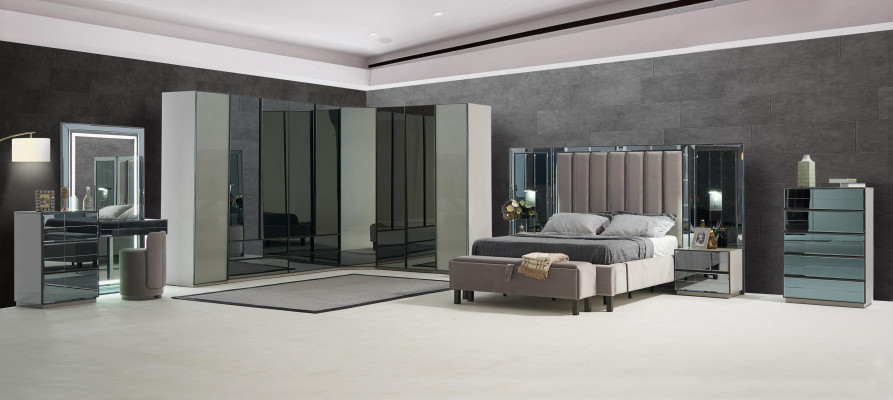 Spiegel Front Kommode Schränke Grauer Hochschrank Spiegel Sideboard Luxus design