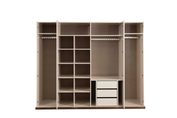 Sechstüriger Kleiderschrank Schrank Beige Schränke Möbel Holz Garderobenschrank