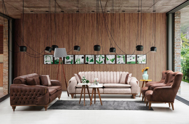 Chesterfield Sofagarnitur Couch Sitzpolster Sofa Couchen Möbel Stoff Textil