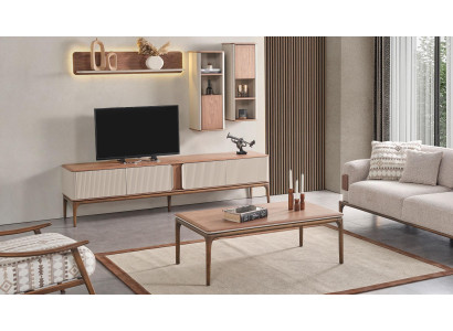 Sideboard tv Lowboard Schrank Couchtisch Wohnzimmer Modern Beige Holz