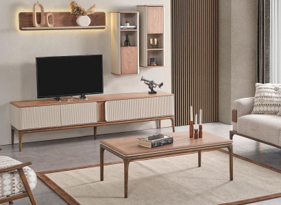 Sideboard tv Lowboard Schrank Couchtisch Wohnzimmer Modern Beige Holz