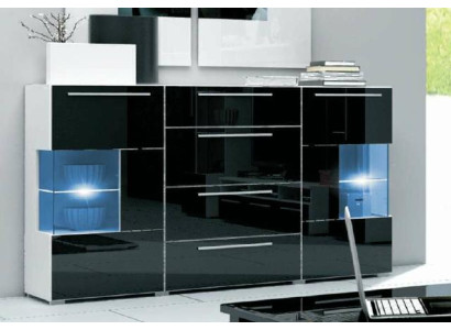 Designer Kommode Glas Vitrine Sideboard Highboard Schrank Led Hochglanz Kommoden