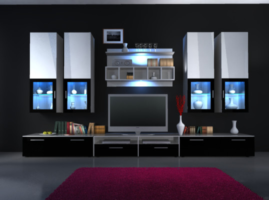 Wohnwand anbauwand schrankwand hochglanz "farbwahl" led beleuchtung regal neu 