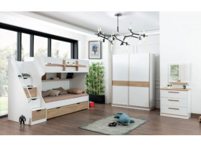 Hochbett Etagen Bett Kommode Spiegel Schlafzimmer Spiegel Möbel Schrank 4tlg.