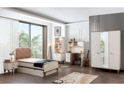 Unisex Schlafzimmer Jugendzimmer Set Bett Nachttisch Bücherregal Tisch 5tlg. Neu