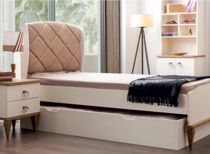 Kinderzimmer Set Beige Kinderbett Nachttisch Jungzimmer Design Modern Neu 2tlg.