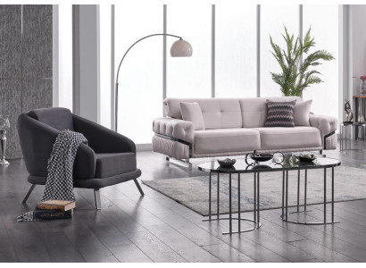 Wohnzimmer Sofagarnitur Dreisitzer Sessel Luxus Couch Set 3+1 Sitzer