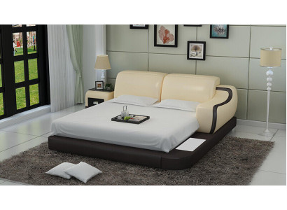 Design Bett XXL Big Betten Hotel Polster 200x200 Multifunktion Regal USB Leder