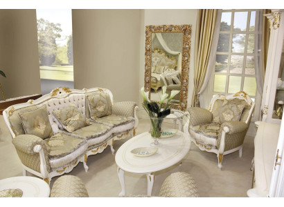 Klassische Barock Rokoko Dreisitzer Sofa 3 Sitzer Couch Polster Sofas Couchen