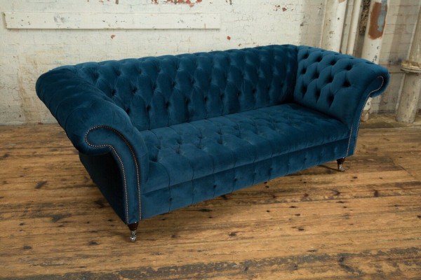 Chesterfield 3 Sitzer Polster Couch Leder Stoff Sofa Couchen Textil Modern Stil