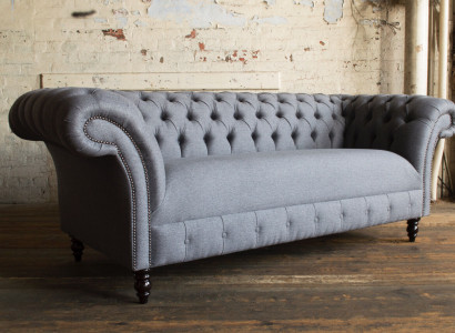 Chesterfield 3 Sitzer Polster Couch Leder Sofa Couchen Textil Modern Stil Stoff