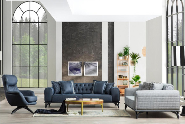 Sessel 1-Sitzer Komfortabler moderner Stil mittelweich Blau Luxuriös