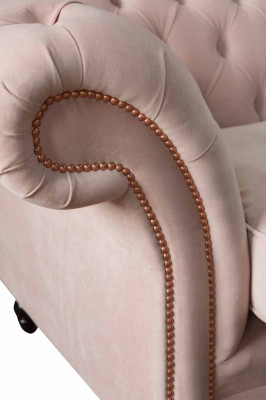 Modern Chesterfield 4 Sitzer Design Sofa Rosa Polstermöbel Sofas Stoff Textil