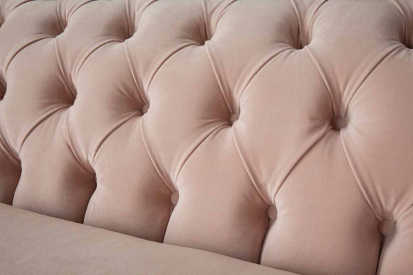 Modern Chesterfield 4 Sitzer Design Sofa Rosa Polstermöbel Sofas Stoff Textil