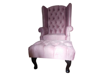 Chesterfield Ohrensessel Hocker Samt Rosa Sitz Lounge Relax Lounge Club