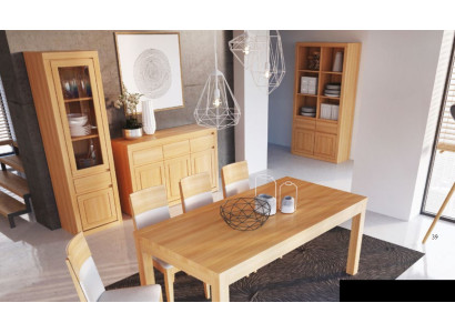 Wohnzimmer Garnitur Gruppe 8tlg. Set Kommode 4 Lehnstühle Vitrine Sideboard Neu