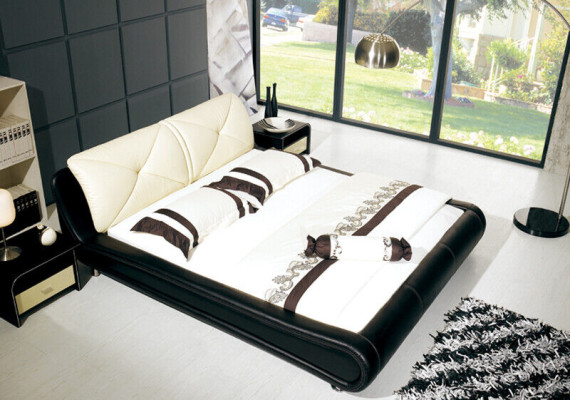 Leder Bett Polster Luxus Design Doppel Hotel Holz Betten Schlaf Zimmer