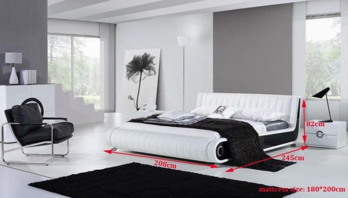 Designer Bett Ehebett Polsterbett Schlafzimmer Lederbett Neu Betten