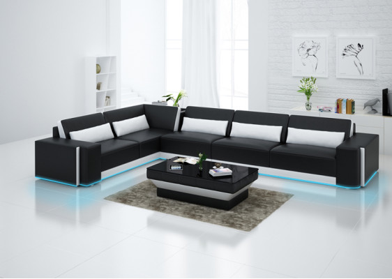 Ledersofa Couch Wohnlandschaft Dekor Modern Eck Ecksofa Design Garnitur
