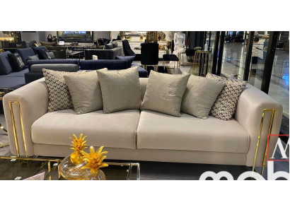 Design Textil 3 Sitzer Weiß Elegant Modern Sofa Polsterung Couch Neu Wohnzimmer