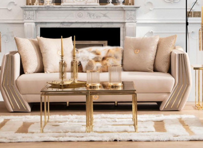 Sofa Luxus 3 Sitzer Couch Polster Holz Leder Wohnzimmer Dreisitzer Couchen Neu