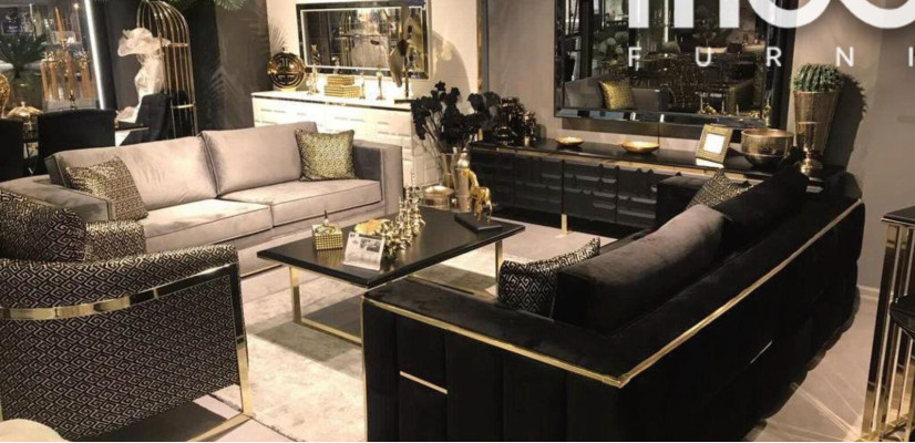 Sofagarnitur 3+3 Sitzer Sofa Sessel Sofas Luxus Garnitur Set Samt Stoff Gruppe