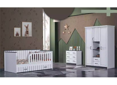 Kleinkind Kinderzimmer Schlafzimmer Bett Kommode Kleiderschrank 3tlg.