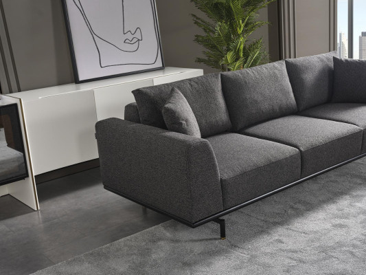 Viersitzer Sofa 4 Sitzer Sofas Modern Grau Design Stoff Polyester Neu