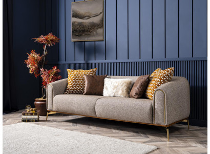 Dreisitzer Sofa 3 Sitzer Sofas Design Modern Stoff Grau Wohnzimmer