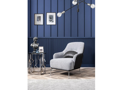 Sessel Ohrensessel Modern Stoff Wohnzimmer Polyester Grau Design Sitz