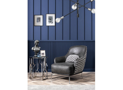 Sessel Ohrensessel Kunstleder Wohnzimmer Polyester Design Schwarz
