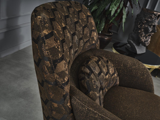 Sessel Ohrensessel Cocktailsessel Stoff Wohnzimmer Polyester Braun