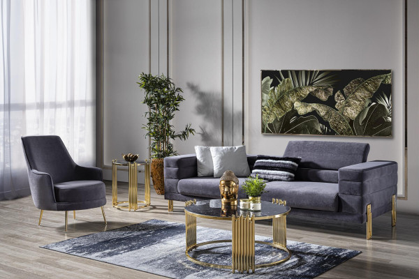 Sessel Ohrensessel Cocktailsessel Stoff Wohnzimmer Polyester Grau Sitz