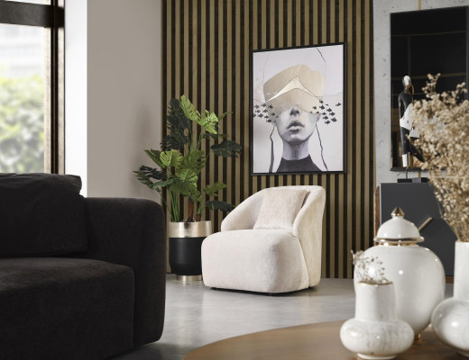 Sessel Ohrensessel Modern Stoff Wohnzimmer Polyester Weiß Design Sitz