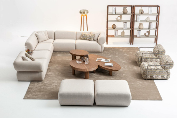 Italienische Stil Möbel Ecksofa Eckcouch Wohnlandschaft Eckgarnitur 5tlg.