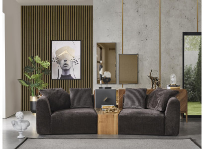 Viersitzer Sofa 4 Sitzer Sofas Modern Design Stoff Polyester Schwarz