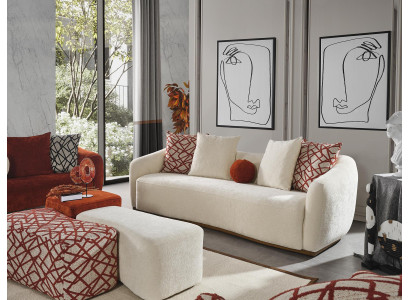 Viersitzer Sofa 4 Sitzer Sofas Modern Design Stoff Polyester Weiß Neu