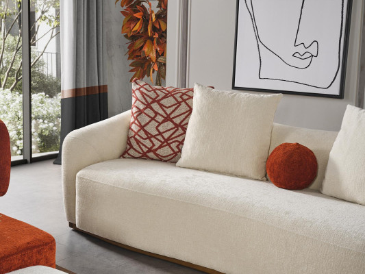 Viersitzer Sofa 4 Sitzer Sofas Modern Design Stoff Polyester Weiß Neu