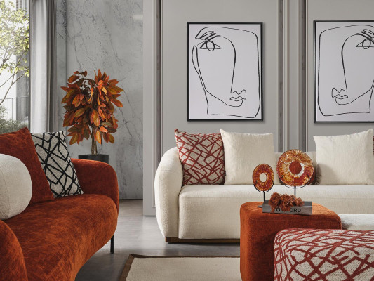 Viersitzer Sofa 4 Sitzer Sofas Modern Design Stoff Polyester Weiß Neu