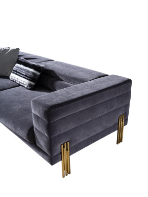 Luxus Sofagarnitur Sofa 3 Sitzer Sessel Stoff Modern Grau Modern Set